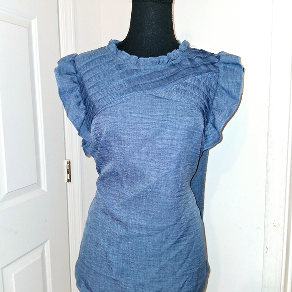 Blue Ruffled Women's Top - Picture 5 of 5